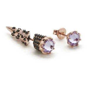 Katie Rowland Women's Mini Stake Earrings - Lavender/18 Carat Rose Gold Image 1