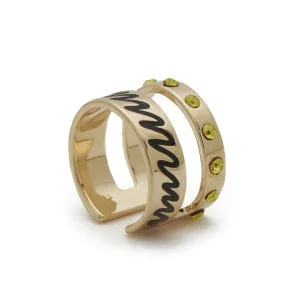 Maria Francesca Pepe Midi Ring with Enameled Scribble - Gold Image 1