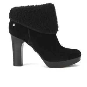 UGG Women's Dandylion Suede/Sheepskin Heeled Ankle Boots - Black Image 1