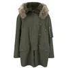 McQ Alexander McQueen Women's Fur Hooded Parka with Checked Lining - Khaki - Image 1