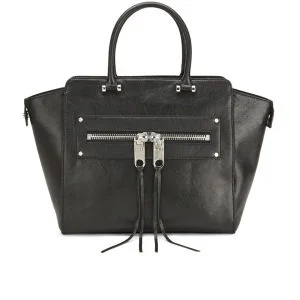 MILLY Women's Riley Leather Wing Zip Tote Bag - Black Image 1