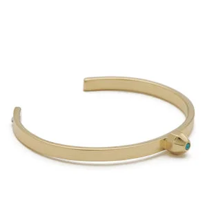 Maria Francesca Pepe Thin Cuff Bracelet with Flat Swarovski Stud - Gold
