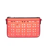 MILLY Palmetto Perforated Leather Small Cross Body Bag - Neon Peach - Image 1