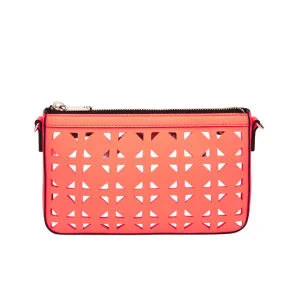 MILLY Palmetto Perforated Leather Small Cross Body Bag - Neon Peach Image 1