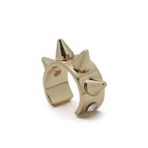Maria Francesca Pepe Thin Earcuff with Spikes - Gold