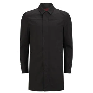 HUGO Men's Many Concealed Button Overcoat - Black