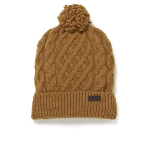 Barbour Cable Knit Beanie Hat - Cinnamon Image 1