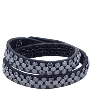 Markberg Lulu Studded Leather Bracelet - Black/Gunmetal