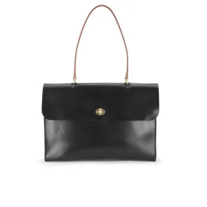 Mimi Minerva Large Top Handle Leather Bag - Black Image 1