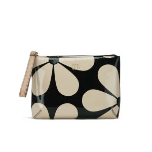 Orla Kiely Leather Medium Zip Top Pouch - Marble Image 1