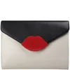 Lulu Guinness Tri Colour Medium Leila Perspex Leather Clutch - Black/Stone/Red - Image 1
