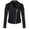 Victoria Beckham Women's Wool and Leather Biker Jacket - Navy - Image 1