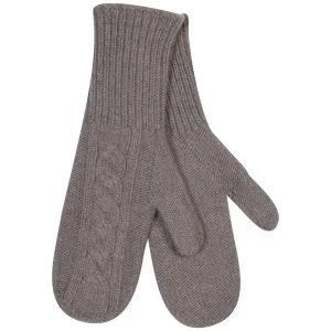 Johnstons of Elgin Cable Knit Cashmere Mittens - Driftwood