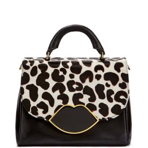 Lulu Guinness Small Izzy Leather Satchel - Stone Leopard Image 1