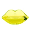Lulu Guinness Lips Perspex Clutch Bag - Neon Green - Image 1