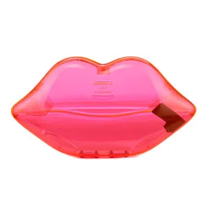 Lulu Guinness Lips Perspex Clutch Bag - Neon Pink Image 1