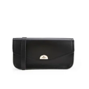 The Cambridge Satchel Company Leather Clutch Bag with Shoulder Strap - Black Image 1