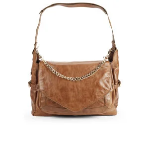 BOSS Orange Riana-C Chain Detail Leather Shoulder Bag - Medium Brown