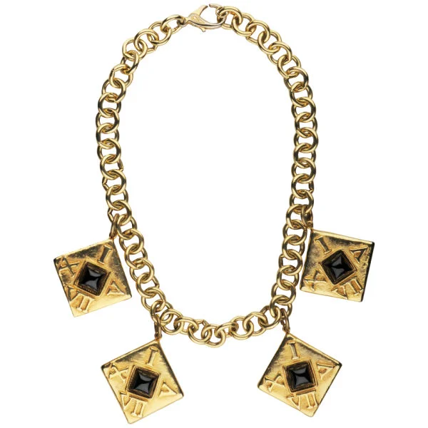 Susan Caplan Vintage Escada Gold Tone Roam Numeral Charm Necklace Image 1