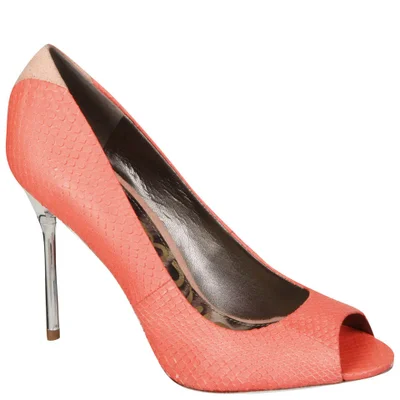Sam Edelman Women's Regan Peep Toe Heels - Neon Coral
