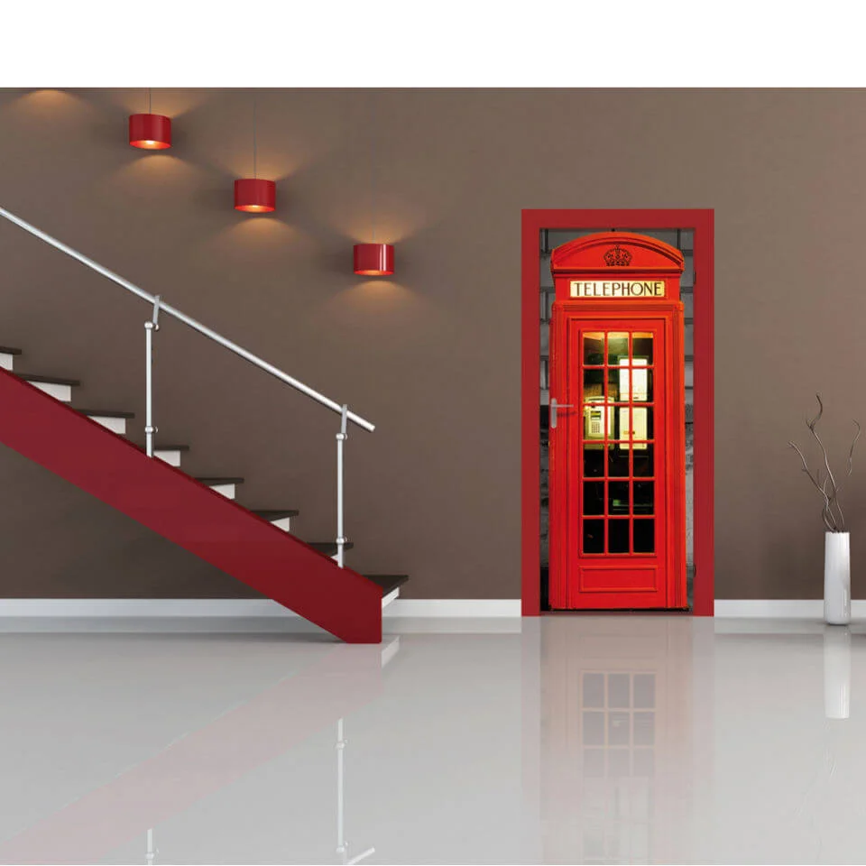 London Phone Box Door Mural Image 1