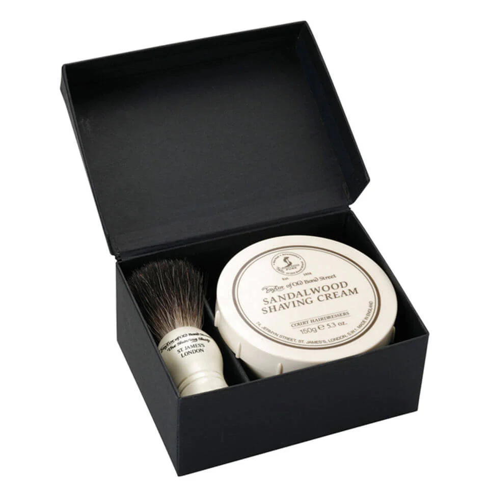 Taylor of Old Bond Street Pure Badger and Sandalwood Shaving Cream Set Image 1
