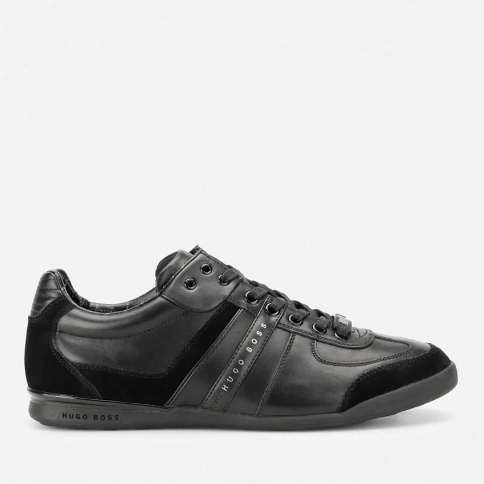 BOSS Green Men's Aki Leather/Suede Trainers - Black Image 1
