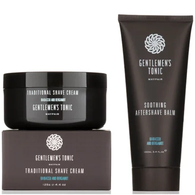 Gentlemen's Tonic Shaving Duo - Traditional Shave Cream and Soothing Aftershave Balm