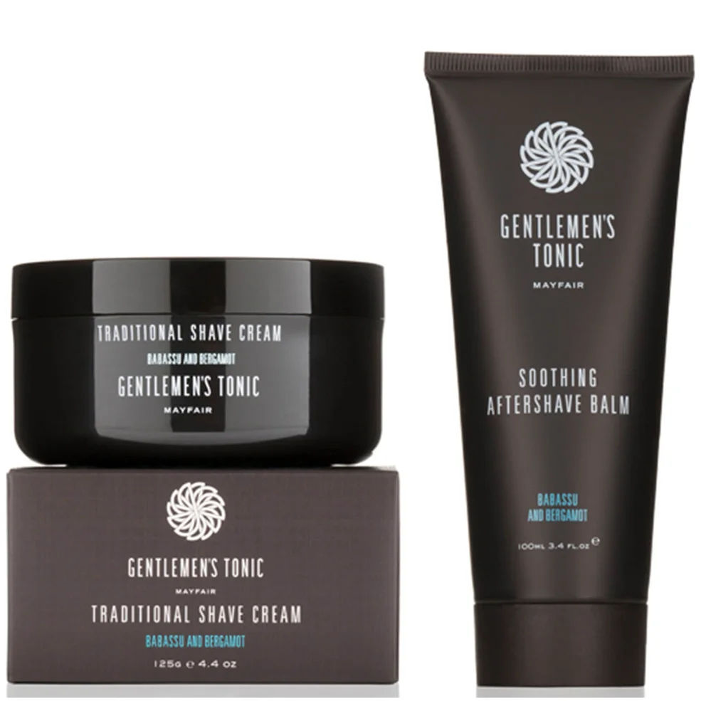 Gentlemen's Tonic Shaving Duo - Traditional Shave Cream and Soothing Aftershave Balm Image 1