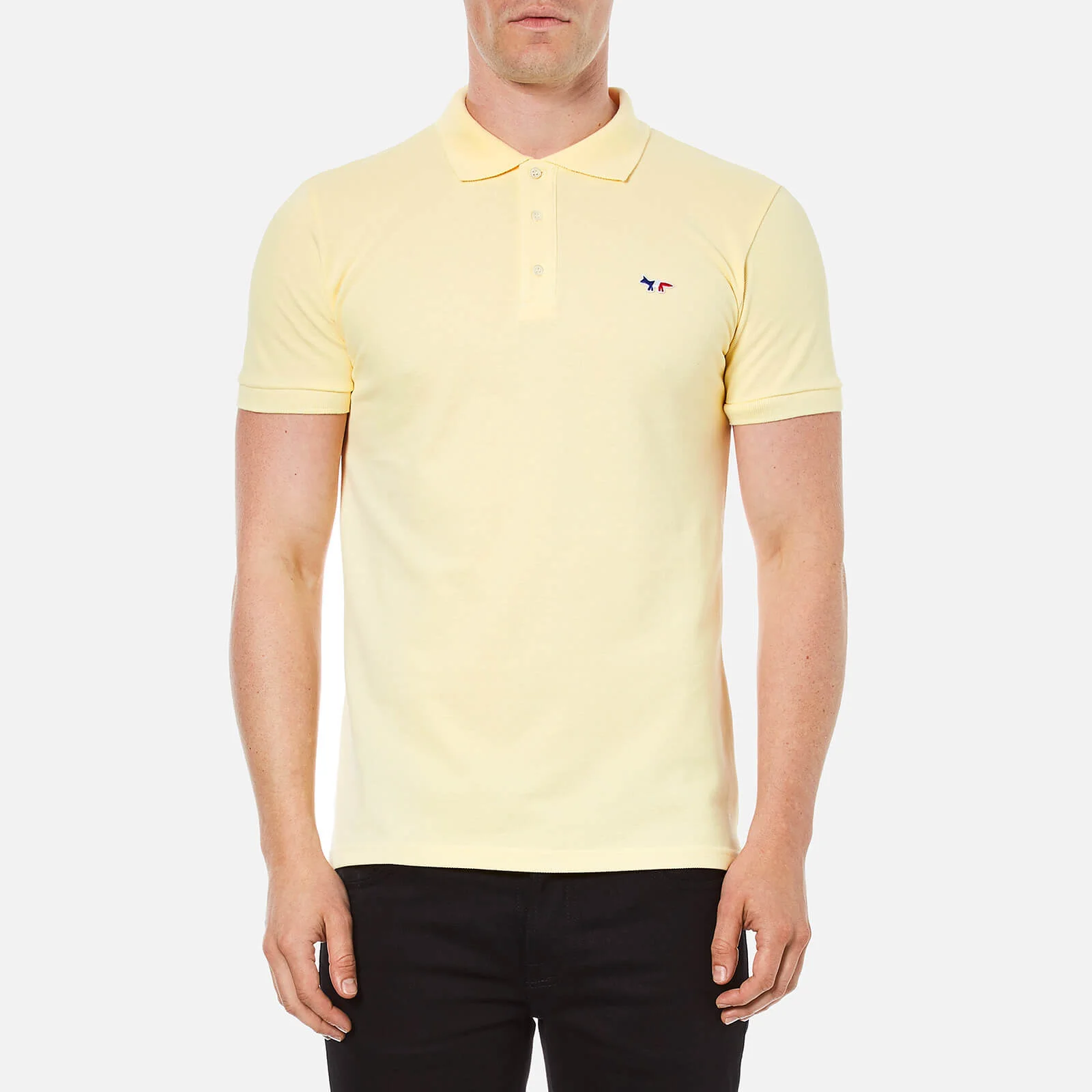 Maison Kitsuné Men's Tricolore Patch Cotton Polo Shirt - Yellow Image 1