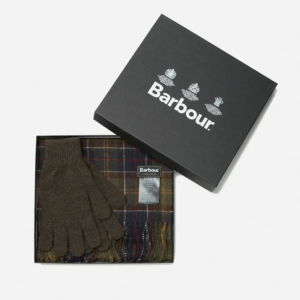 Barbour Men's Scarf And Glove Gift Set - Classic/Olive Image 1