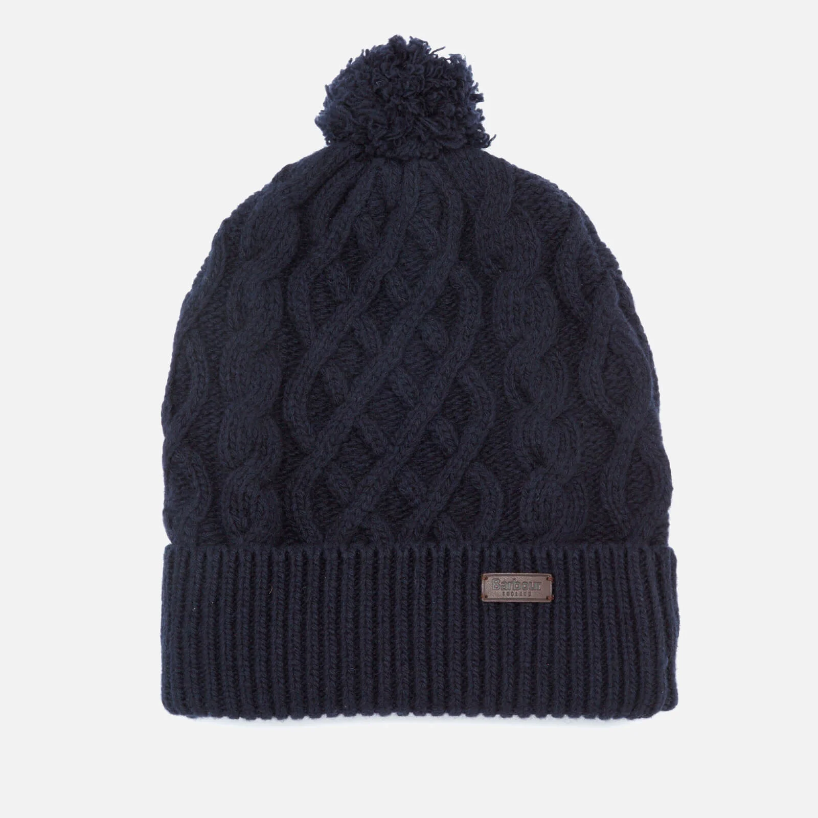 Barbour Cable Knit Beanie Hat - Navy Image 1