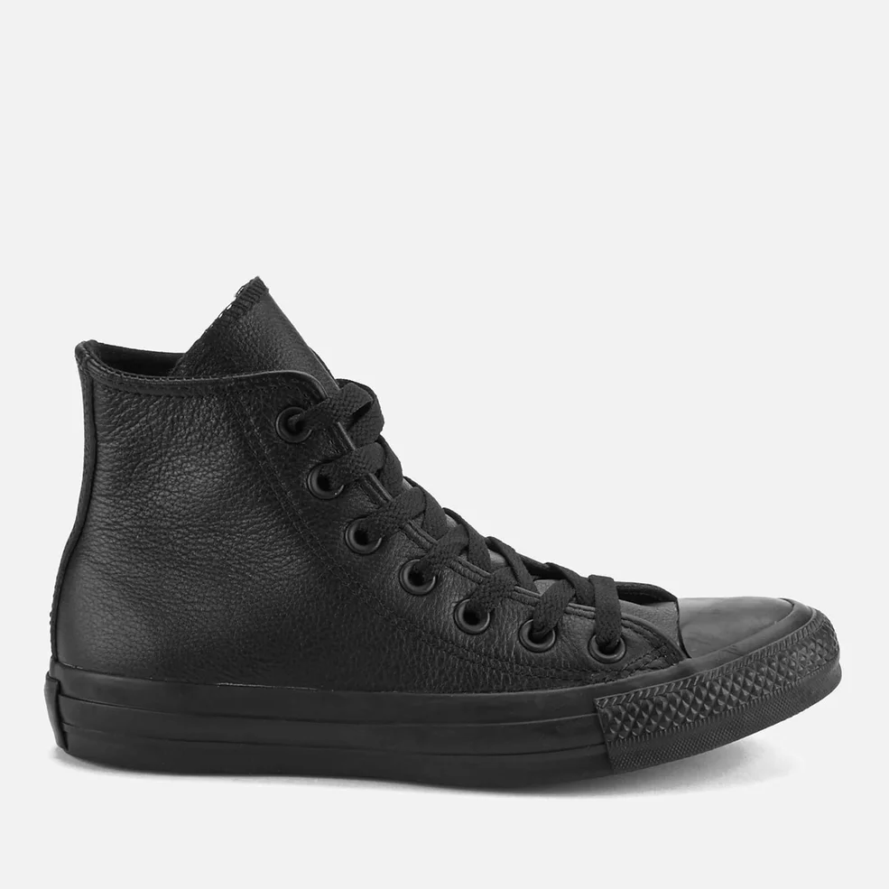 Converse Chuck Taylor All Star Leather Hi-Top Trainers - Black Mono Image 1