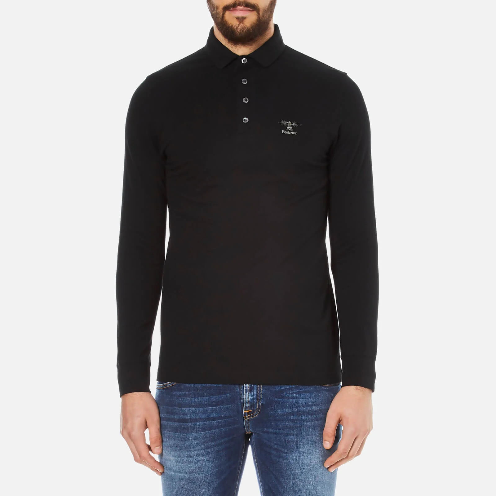 Barbour Men's Standards Long Sleeve Embroidered Polo Shirt - Black Image 1
