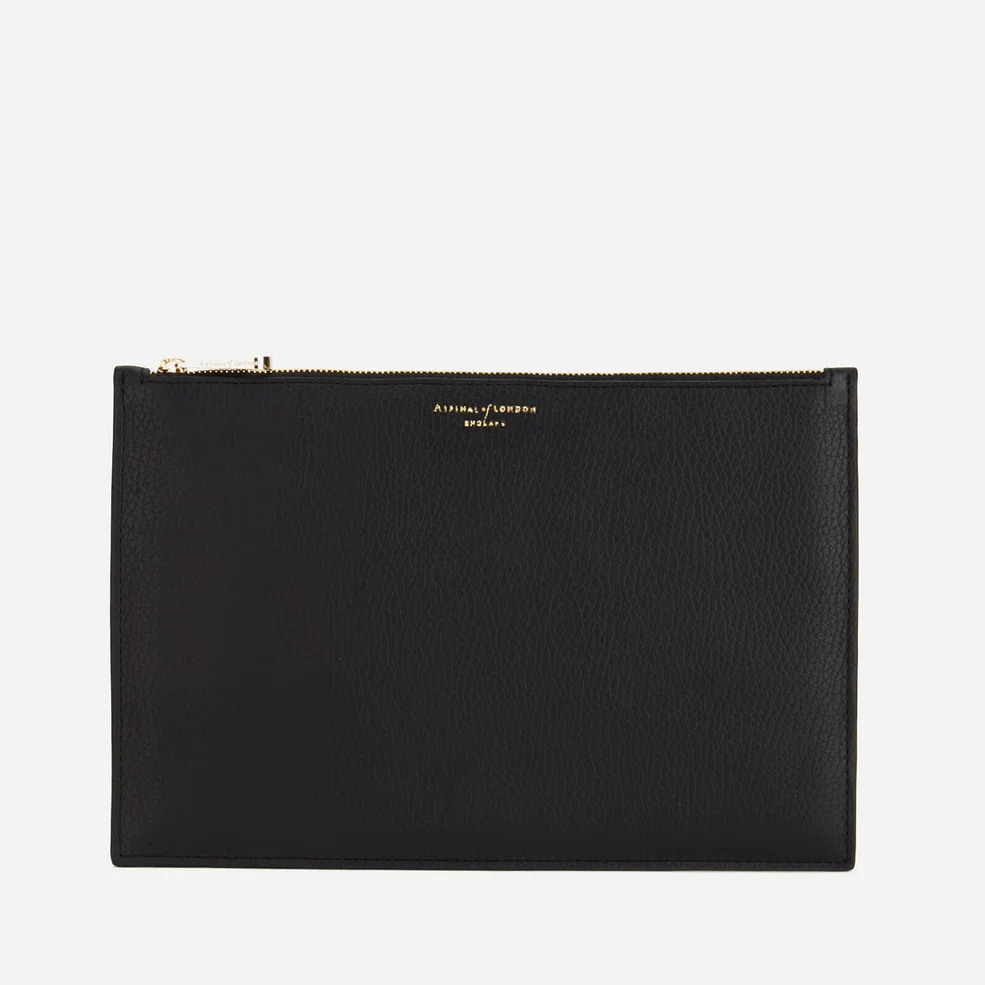 Aspinal of London Essential Large Flat Pouch - Black Pebble Image 1