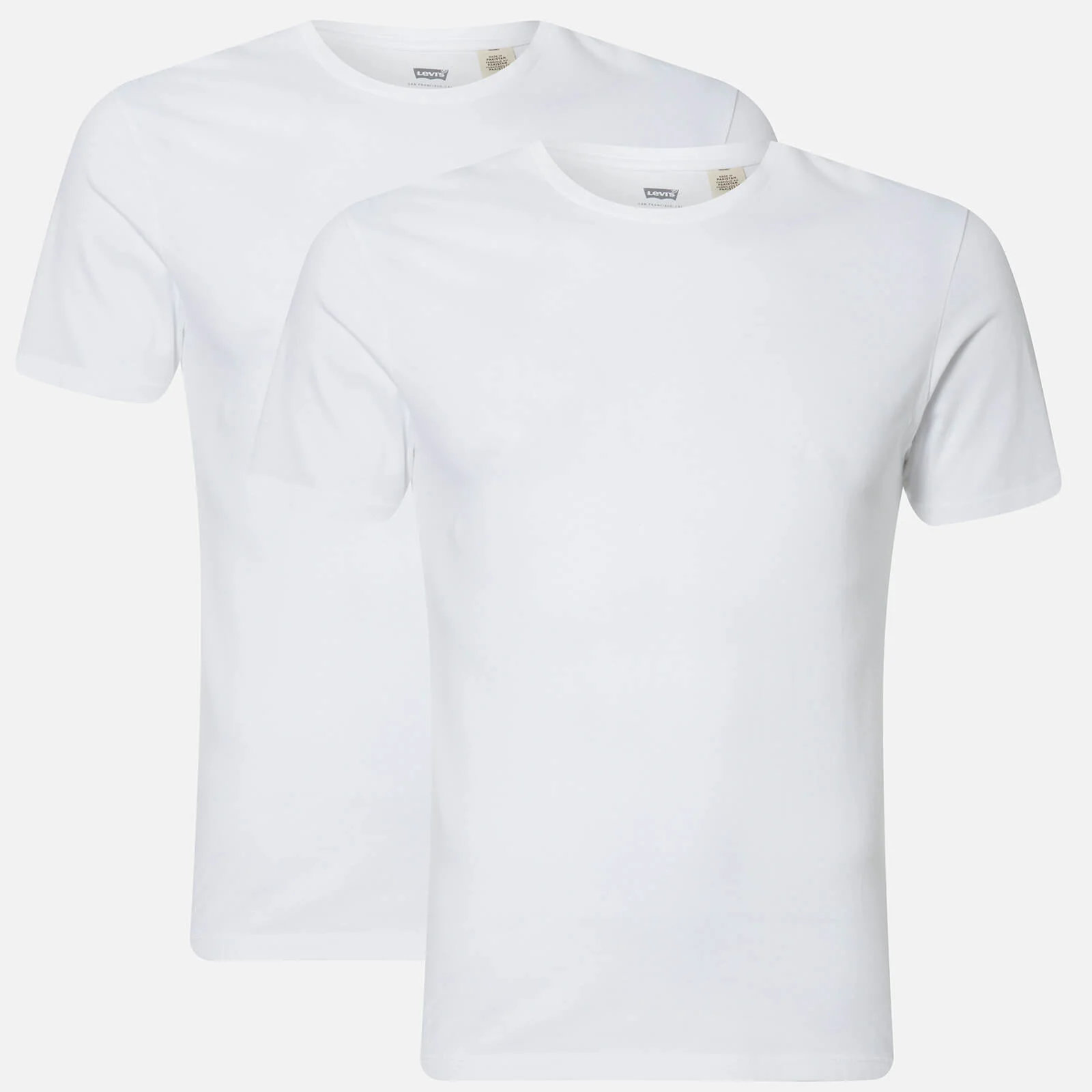 Levi's Men's Slim 2 Pack Crew T-Shirts - White/White Image 1