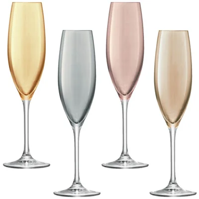LSA Polka Champagne Flutes 225ml Metallics (Set of 4)