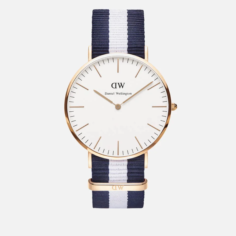 Daniel Wellington Classic Nato Glasgow Rose Gold Watch - Navy/White Image 1