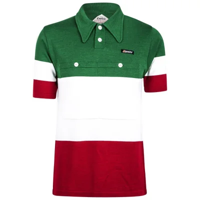 Santini 60s Campione D'Italia Heritage Series Polo Shirt - Red/white/Green