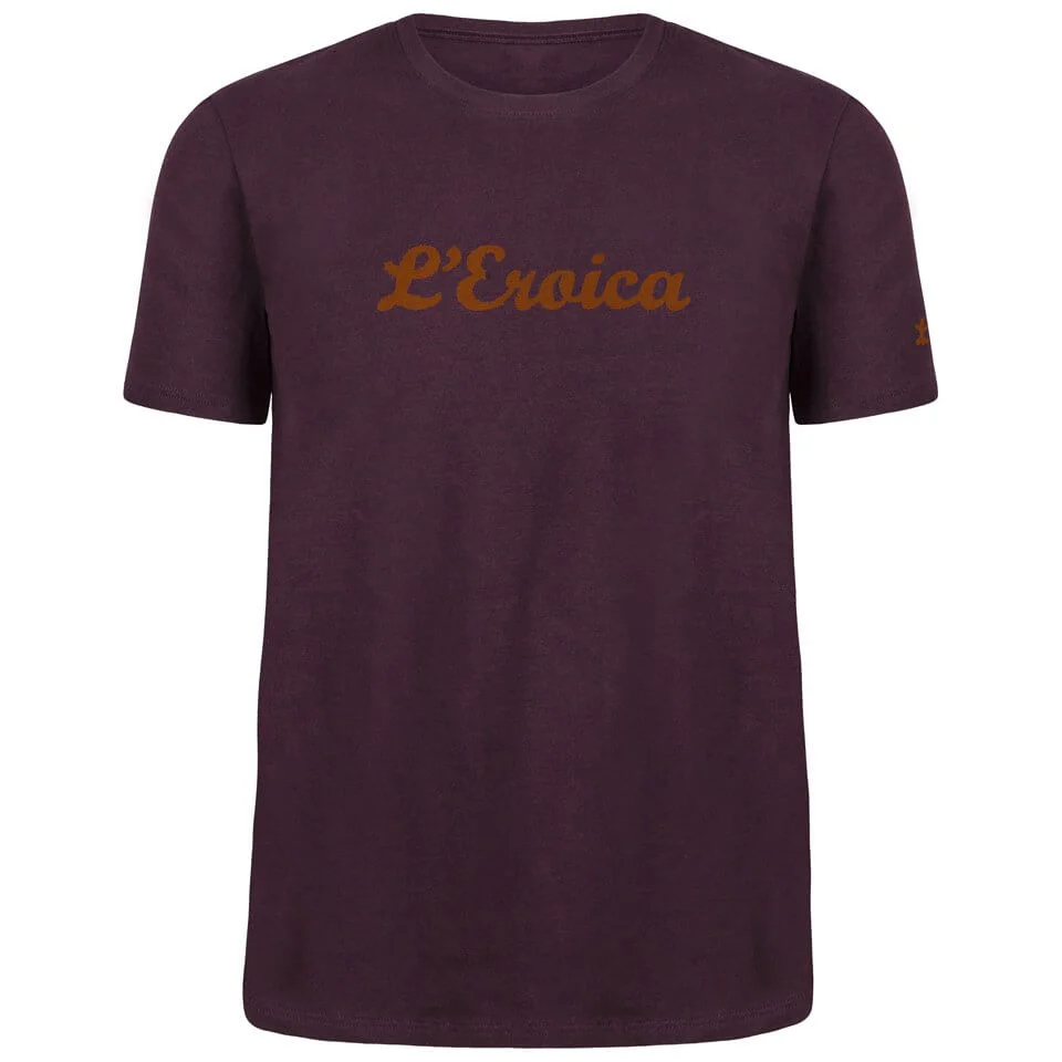 Santini L'Eroica Stretch Cotton T-Shirt - Wine Red Image 1