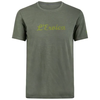 Santini L'Eroica Stretch Cotton T-Shirt - Olive Green