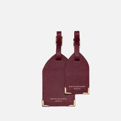 Aspinal of London Set of 2 Luggage Tags - Burgundy Saffiano