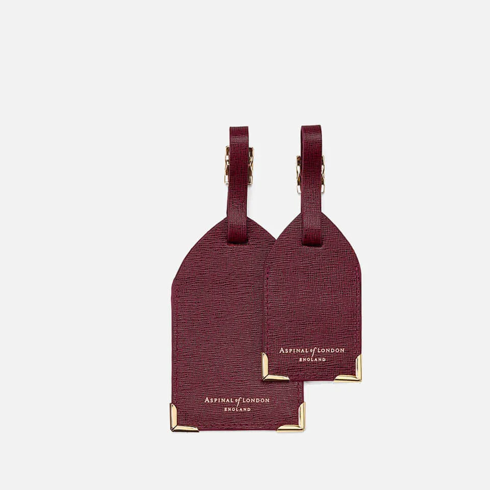 Aspinal of London Set of 2 Luggage Tags - Burgundy Saffiano Image 1