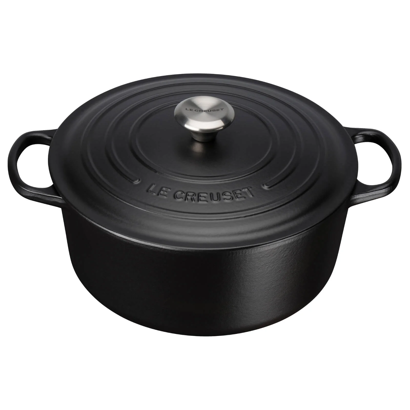 Le Creuset Signature Cast Iron Round Casserole Dish - 28cm - Satin Black Image 1