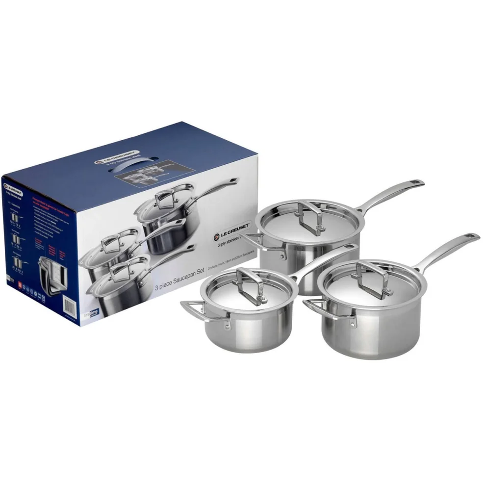 Le Creuset 3-Ply Stainless Steel 3 Piece Saucepan Set Image 1