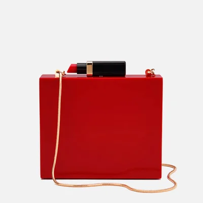 Lulu Guinness Women's Chloe Perspex Clutch Bag with Lipstick - Red