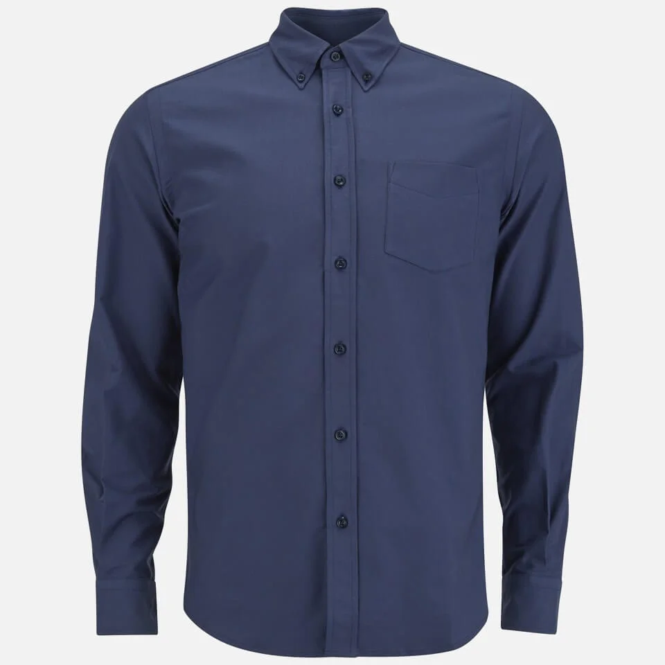 Tripl Stitched Men's Oxford Long Sleeve Shirt - Navy Image 1