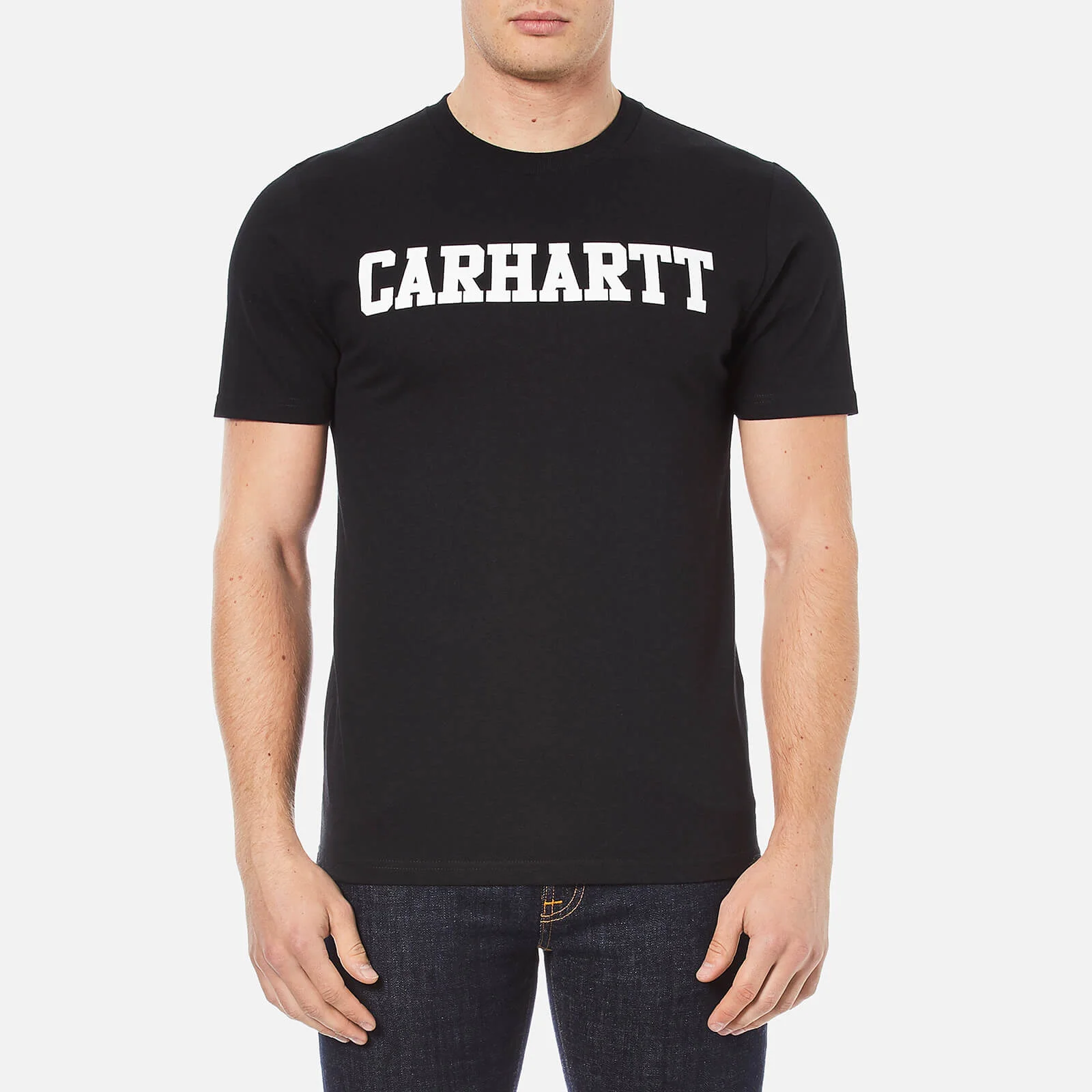 Carhartt Men's Short Sleeve College T-Shirt - Black/White Image 1