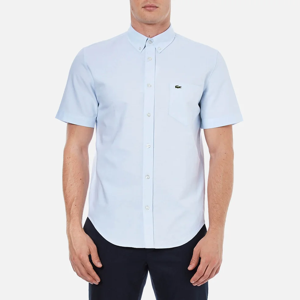 Lacoste Men's Oxford Short Sleeve Shirt - Atmosphere/White Image 1