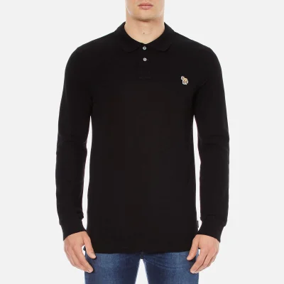 PS Paul Smith Men's Basic Long Sleeve Pique Zebra Polo Shirt - Black